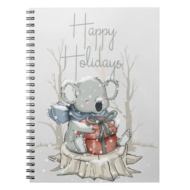 Caderno Espiral Notebook de Natal de Feliz Natal para Koala (Frente)