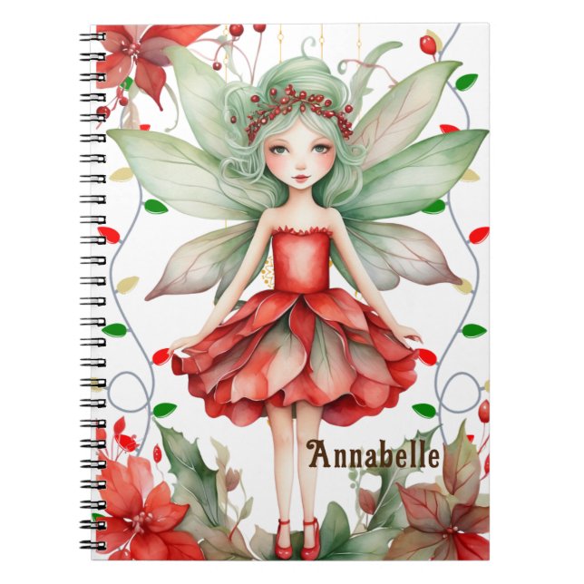Caderno Espiral Notebook de Natal Fada de feliz (Frente)