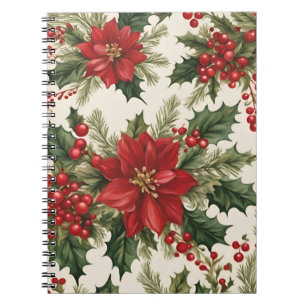 Caderno Espiral Notebook de Natal Holly & Berries