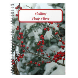 Caderno Espiral Notebook de Natal Red Winter Berries