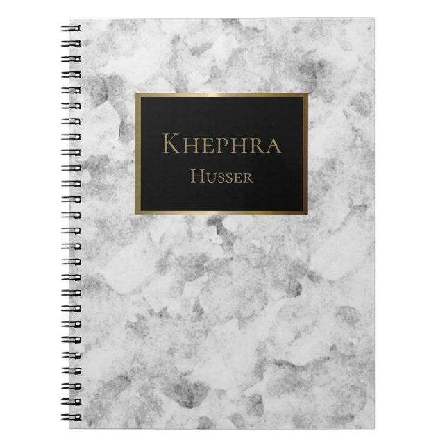 Caderno Espiral Notebook de nome de aquarela simples em mármore (Frente)