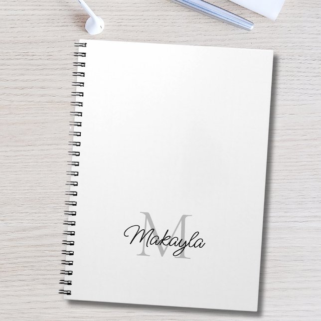 Caderno Espiral Notebook de Nome do Monograma Personalizado Modern (Criador carregado)