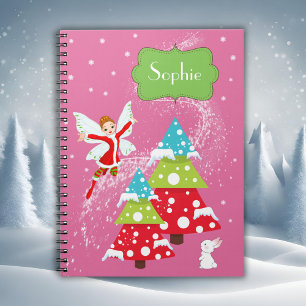 Caderno Espiral Notebook de nome personalizado de fada de inverno 