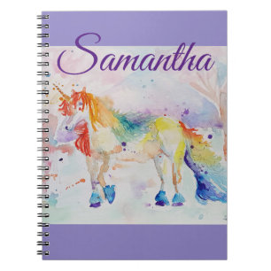 Caderno Espiral Notebook de Nomes de Raparigas de Pintura em Água