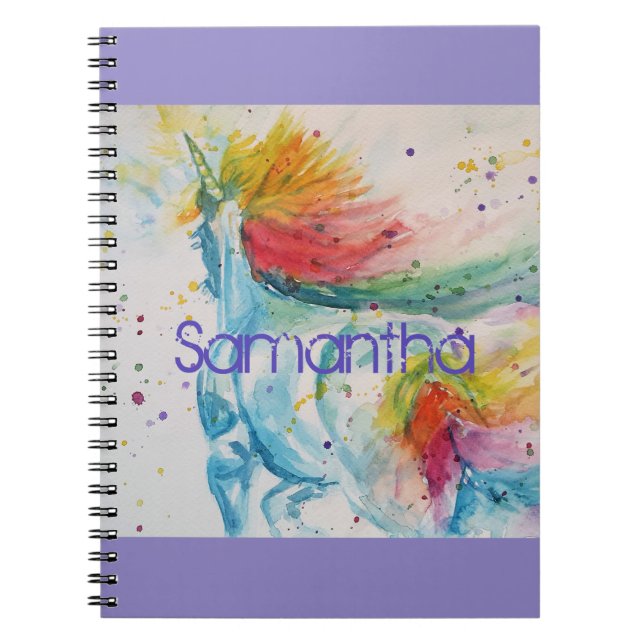 Caderno Espiral Notebook de Nomes de Raparigas de Pintura em Água  (Frente)