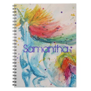 Caderno Espiral Notebook de Nomes de Raparigas de Pintura em Água