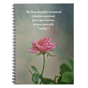 Caderno Espiral Notebook de oração de flores rosa-Rosa com fé Fait
