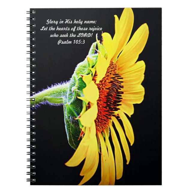 Caderno Espiral Notebook de oração ensolarada de fé e girassol (Frente)