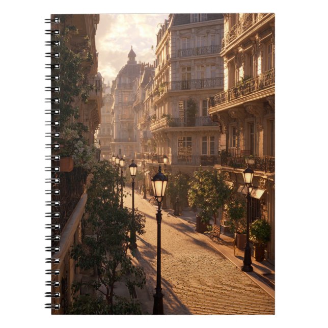 Caderno Espiral Notebook de ouro Hour Paris Quiet Street (Frente)