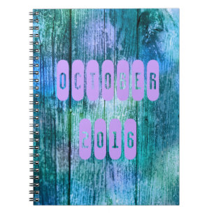Caderno Espiral Notebook de outubro de 2016, Turquesa Roxo Mês
