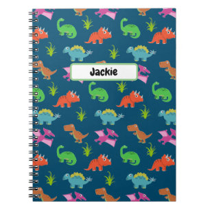 Caderno Espiral Notebook de padrão de dinossauro personalizado par