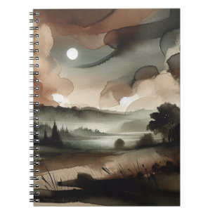 Caderno Espiral Notebook de paisagem da Floresta de Moody Watercol