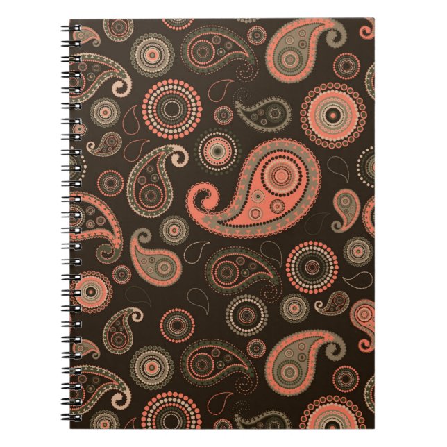Caderno Espiral Notebook de Paisley Escuro (Frente)