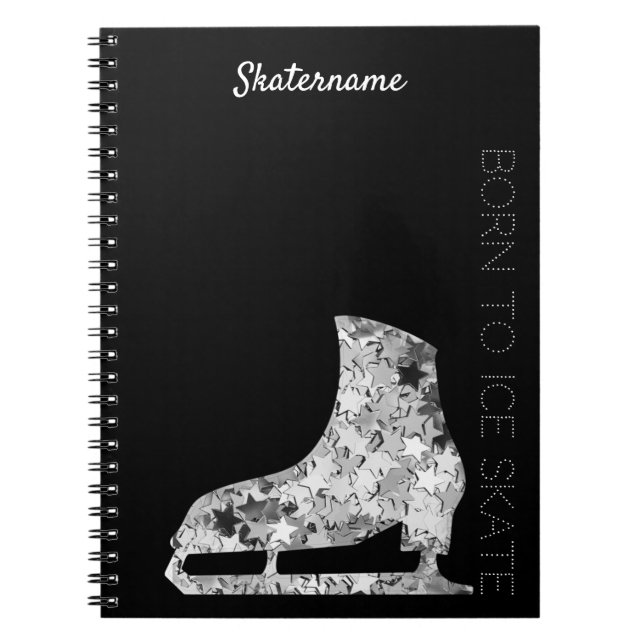 Caderno Espiral Notebook de patinagem digital - estrela prata (Frente)