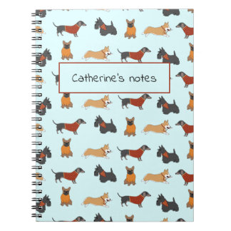 Caderno Espiral Notebook de pequeno cão azul claro
