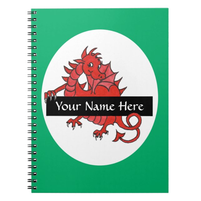 Caderno Espiral Notebook de pequeno dragão vermelho bonito para pe (Frente)