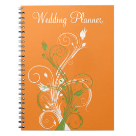 Caderno Espiral Notebook de Planejador de Casamento Floral Branco 