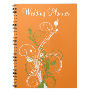 Caderno Espiral Notebook de Planejador de Casamento Floral Branco