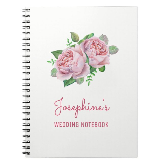 Caderno Espiral Notebook de Planejamento de Casamento Rosa Rosa Ro (Frente)