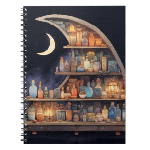 Caderno Espiral Notebook de poção de lua crescente
