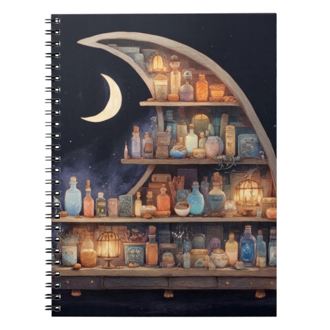 Caderno Espiral Notebook de poção de lua crescente (Frente)