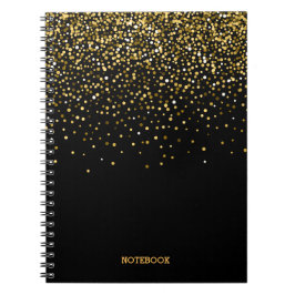 Caderno Espiral Notebook de poeira suave e suave, preto e Dourado