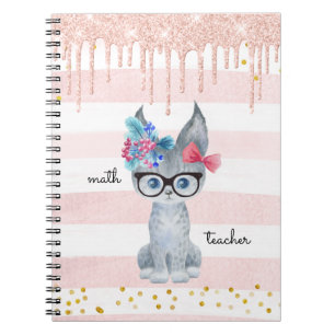 Caderno Espiral Notebook de professor de matemática com óculos