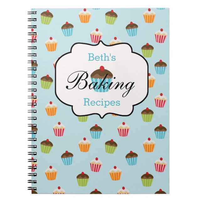Caderno Espiral Notebook de receita personalizada de baking do cup (Frente)