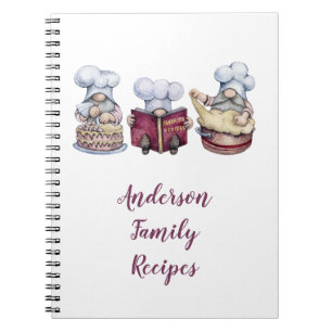Caderno Espiral Notebook de receitas da família de gnomos baking p