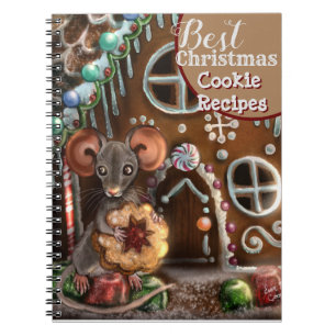Caderno Espiral Notebook de receitas de biscoitos de Natal com Rat
