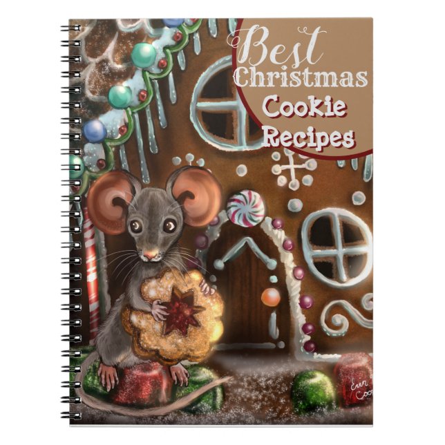 Caderno Espiral Notebook de receitas de biscoitos de Natal com Rat (Frente)