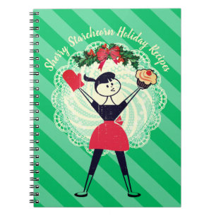 Caderno Espiral Notebook de receitas de boliche para cupcake retrô