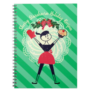 Caderno Espiral Notebook de receitas de boliche para cupcake retrô