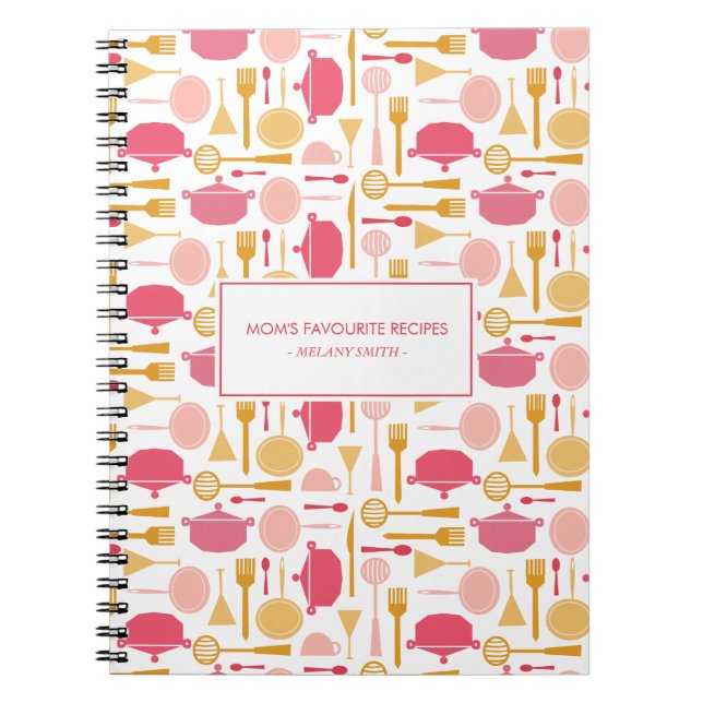 Caderno Espiral Notebook de receitas favoritas da Mãe de equipamen (Frente)