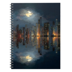 Caderno Espiral Notebook de Reflexão de Linha do Skyline de Cidade