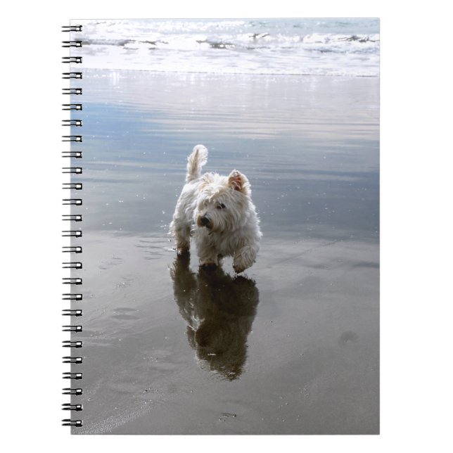 Caderno Espiral Notebook de Reflexão do Beach Westie (Frente)