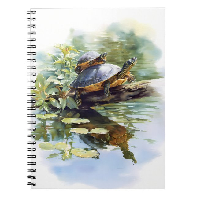 Caderno Espiral Notebook de Reflexão por Aquarela de Turtle Pond (Frente)