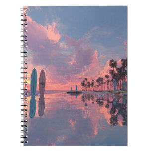 Caderno Espiral Notebook de reflexão sobre Surf de solário Pastel