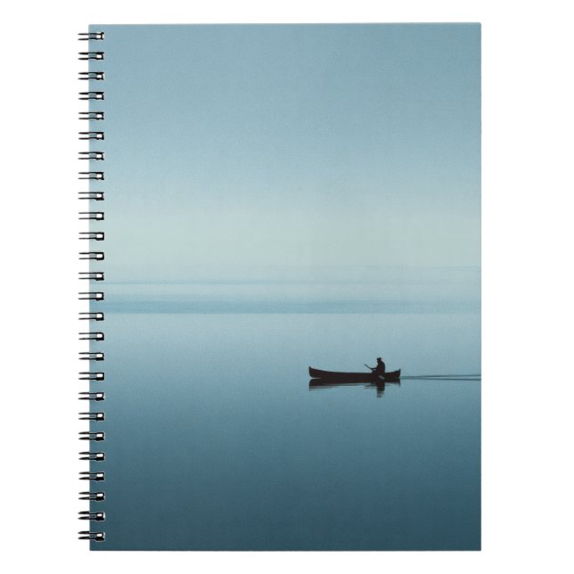 Caderno Espiral Notebook de reflexo mínimo de canoa azul laca (Frente)