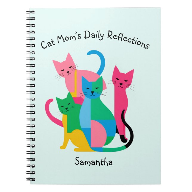 Caderno Espiral Notebook de Reflexões de Mães de Cat de Nome Perso (Frente)