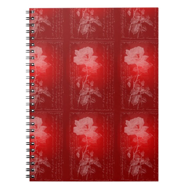 Caderno Espiral Notebook de Rosa vermelha rica (Frente)