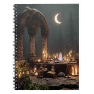 Caderno Espiral Notebook de ruínas rituais entonado com lua