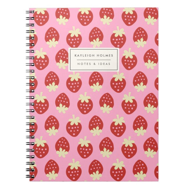 Caderno Espiral Notebook de Sacudir de morango (rosa) (Frente)