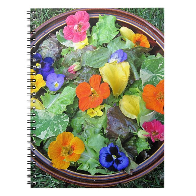 Caderno Espiral Notebook de salada de flores (Frente)
