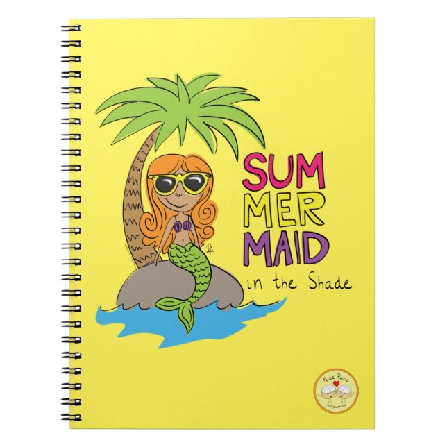 Caderno Espiral Notebook de Sereia de Verão - Amarelo (Frente)