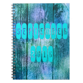 Caderno Espiral Notebook de setembro de 2016, Turquesa Roxa Mês