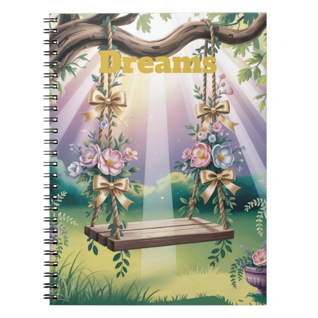 Caderno Espiral Notebook de Sonhos de Swing em Árvore de Raios de  (Frente)