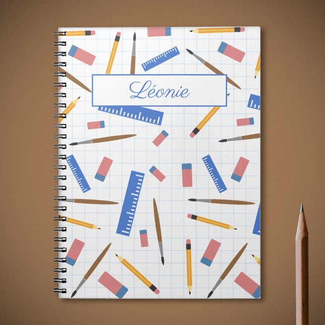Caderno Espiral Notebook de Suprimentos Escolares (School Supplies Pattern Notebook)