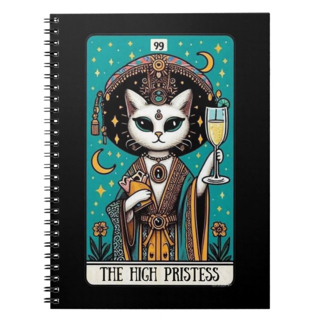 Caderno Espiral Notebook de Tarot Gato de Alto Sacerdote (Frente)