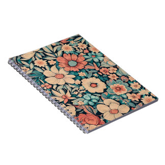 Caderno Espiral Notebook de Tecido Flor Bohemian